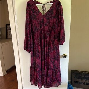 Tea Length Clip Dot Open Back A-Line Dress